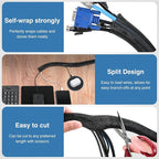 Nilight Cable Sleeve, 10ft-1inch Cord Management Sleeves, Braided Sleeving, Split Self Wrapping Wire Loom for Computer Electrical Automotive Harness Protector Organizer, Black