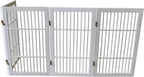 Pet Dog Gate Strong and Durable Freestanding Folding Acacia Hardwood Portable Wooden Fence Indoors or Outdoors by Urnporium (White Pet Gate, 4 Panel 30" Tall)