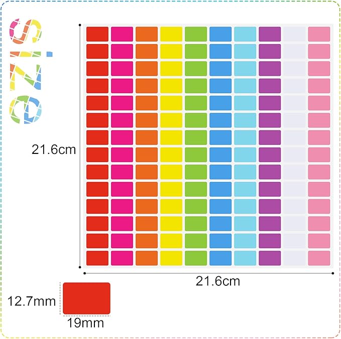 Tallew 2800Pieces 10 Color Coding Labels Rectangle Colored Stickers Assorted Removable Stickers for Classrooms Offices Labeling Marking(0.5" X 0.75")