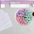 Multicolor Jumbo Paper Clips, 1.3 Inch (33mm) & 2 Inch (50mm), 400-Pack for Office, School & Home Document Organizing (Pastel, 1.3 Inch and 2 Inch)