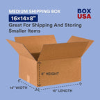 BOX USA Shipping Boxes 16"L x 14"W x 8"H, 25-Pack Medium Corrugated Cardboard Boxes for Shipping, Mailing, Packing, Packaging and Storage