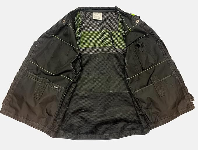 Safety Vest for Men - Black Series with Zipper and Utility Pockets - Premium Surveyors Vest (L, Black)