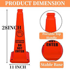 BESEA Caution Cone 6 Pack, 28" Caution Cone with Weighted Base, Red 4-Sided “Cantion Do NOT ENTER ” Warning Cone for Creation Area Driveways, Business Parking Lots, Garages, Indoor/Outdoor