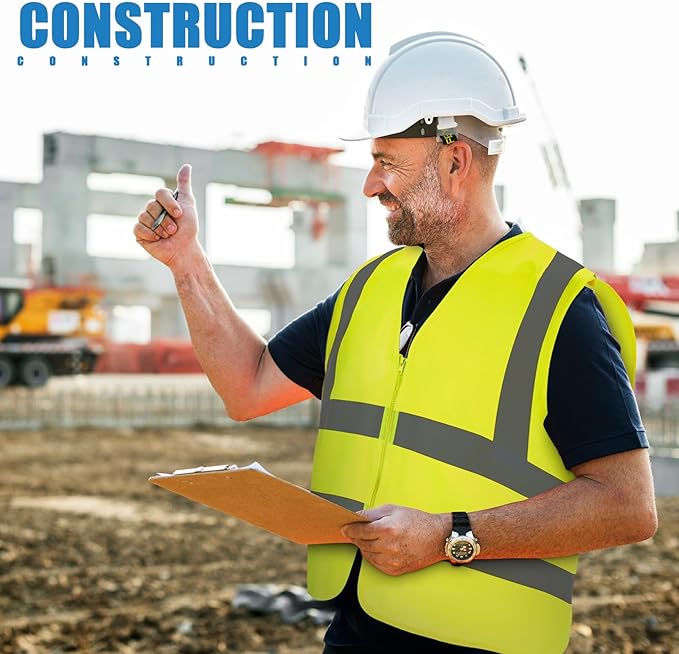 20 Pcs Reflective Safety Vest Yellow Reflective High Visibility Vest for Construction Work Men Women