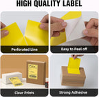 4"x6" Yellow Direct Thermal Labels, 500 Fanfold Shipping & Address Label Paper, Self-Adhesive Stickers for Thermal Printer, 1 Stack