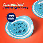 100 Custom Vinyl Stickers - Upload Your own Image, Text, Design, Logo - Personalized Logo Labels for Handmade, Packaging, Bottle, Jars, Candle, Brand Stickers (Blue Swirls, 1.5x1.5)