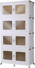 1200Qt Extra Large Stackable Storage Bin with Lid - 300Gal Heavy-Duty Plastic Collapsible Drawer with Wheels, Closet Storage Organizer for Clothes, Toys & Household Items, 4-Pack White