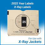 2025 Year Stickers, Doctor Stuff 2025 Chart Stickers, Black Color Coded, Ames Large Style, USA Made Year Labels for X Ray Jackets, 500/Roll, 1 Roll, 1-7/8" x 1-7/8"