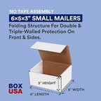 BOX USA Small Shipping Boxes 6"L x 5"W x 3"H, 50-Pack - White Box Crush-Proof Mailers for Packaging, Storage, Gifts or Bulk Business Orders