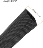 MECCANIXITY Braided Cable Sleeves Heat Shrinkable Fabric Sleeving, 1 3/8" 3ft Black 2:1 Ratio Heat Shrinkable Cord Protector for Harness Cable, Network Cable Protection, Cable Management