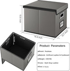 Huolewa Portable Leather File Organizer Boxes with Lids, Office Document Boxes Organizer, Filing Boxes, Decorative Small File Boxes for Hanging Files with Plastic Slide for Office/Decor/Home