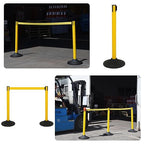 41" Yellow Crowd Control Stanchion Set, Stable Heavy-Duty Rubber Base with 10 Feet Retractable Belt Crowd Control Barriers, Retractable stanchions for Outdoor Safety (6 Pack)