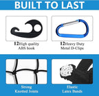 Funmit 4 x 6 Ft Cargo Net for Roof Basket and Pickup Bed, Nice Elasticity Stretches to 8 x 12 Ft with 24 Carabiners, Bungee Cargo Netting Design for Most Car Models