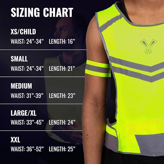 Running Reflective Vest, Inside Pocket & 2 Bands, High Visibility Reflective Running Vest for Night Running Walking Cycling