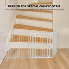 Bonnlo 120-Inch Wide Metal Baby Safety Fence/Play Yard Adjustable Fireplace Hearth BBQ Fire Gate Christmas Tree Gate 5-Panel Playpen for Toddler/Pet/Puppy/Cat/Dog, 25.39"W x 29.3" H Each Panel, White