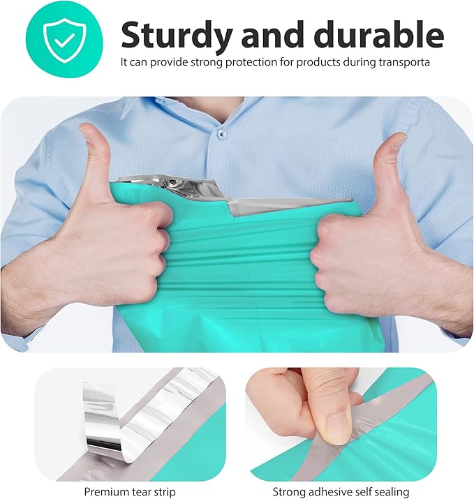 Fuxury 70000 Pcs 14.5X19" Poly Mailers Envelopes Shipping Bags for Clothing,Strong Adhesive Packaging Bag for Small Business Suppliers, Self Seal Mailing Poly Bags,Teal