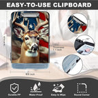 Clipboard with Storage,Heavy Duty Plastic Storage Clipboard with Low Profile Clip,Teacher Must Haves,Office Supplies,American Flag Deer