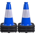 OrangeStar 12" Traffic Cones 6-Pack Blue Safety Cones with Reflective Collars, Heavy Duty Base for Driving Practice, Parking Lots, Construction, Flexible PVC, Indoor & Outdoor Use