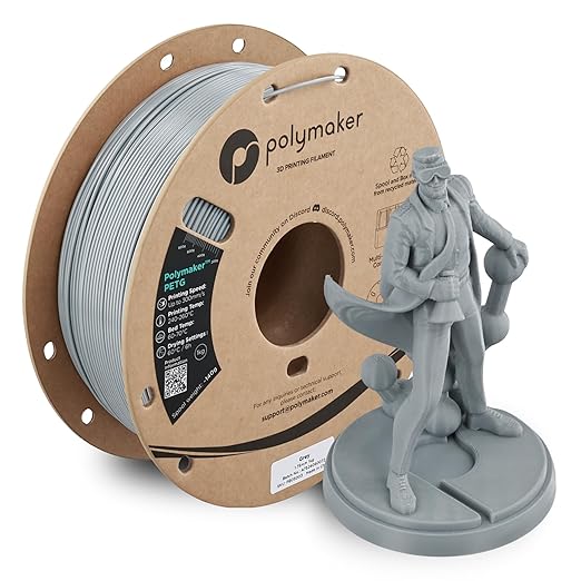 Polymaker PETG Grey 3D Printer Filament 1.75mm 1kg, High Speed PETG up to 300mm/s, High Strength New Formula, Excellent Layer Adhesion, Warp Free, Compatible with Most 3D Printers