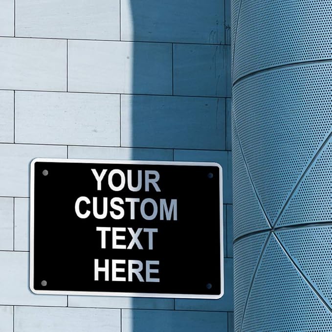 Aluminum Weatherproof Metal Sign Multiple Sizes Custom Personalized Text Here Black White Traffic Regulation Horizontal Street Signs 14x10Inches