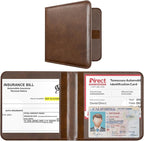 CoBak Car Registration and Insurance Holder - Small and Lightweight Vehicle Glove Box Car Organizer, Auto Truck Comparment Accessories Case for Essential Document, Driver License (Cowhide Brown)