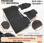 TripleAliners Floor Mats All Weather Liner Compatible with 2019-2026 RAM 1500 Crew Cab Accessories 1st & 2nd Row Floor Liners TPE Heavy Duty Custom Fit Car Mats (Not for Classic)