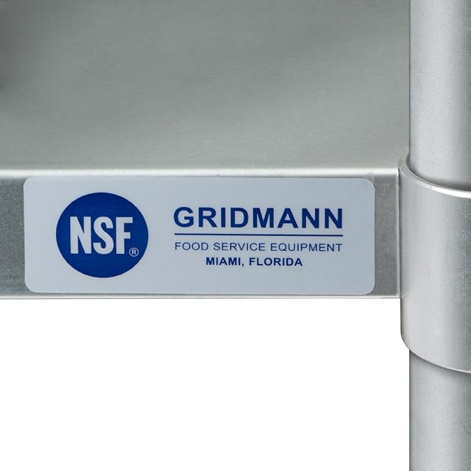 GRIDMANN NSF Stainless Steel Commercial Kitchen Prep & Work Table Plus A 2 Tier Shelf - 48 in. x 12 in.