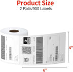 Direct Thermal Labels 4x6-450 Labels/Roll, Thermal Shipping Labels for Zebra 2844 ZP-450 ZP-500 ZP-505, 2 Rolls, 900 Labels(NOT for DYMO)
