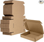 50 Pack 6x4x1 Inches Small Shipping Boxes, Brown Corrugated Cardboard Boxes, Moving Mailing Packing Box