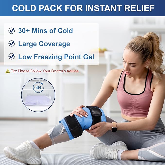 APEXUP Ice Pack for Knee Pain Relief, Large Reusable Wrap After Surgery, Flexible Gel Cold Pack for Injuries, Pain Relief for Back, Shoulder, Elbow, Ankle and Leg (Blue, XXL, 2PK)