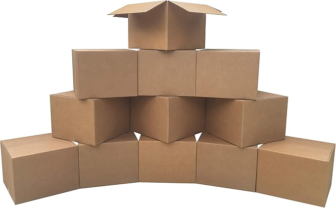 Amazon Basics Cardboard Moving and Storage Boxes, 12 Pack, Large, Brown, 20" x 20" x 15"