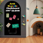 Magnetic Chalkboard Wall Arch Decal 39.3"x17.5" Contact Paper Peel and Stick for Walls Self Adhesive Magnetic Wall Board Sticker with 36 Magnet Letters Black Chalk Board Wallpaper Roll