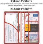 Cacturism Car Registration and Insurance Holder, Vehicle Glove Box Car Organizer Men Women Wallet Accessories Case with Magnetic Shut for Cards, Essential Document, Driver License, Bling Red