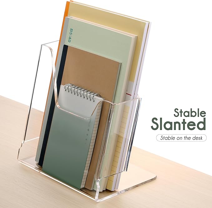 Acrylic Brochure Holder 8.5X11Inch, Clear Flyer Stand Display, Magazine Pamphlet, Booklet Holder for Desk(1 Pack) Used For Office Exhibitions Café Hotel Lobby Library...