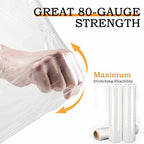 18 Inch 80 Gauge Stretch Film 1100ft 4 Rolls - Single Layer PE Plastic Wrap, Industrial Pallet Wrapping for Heavy Duty Shipping Storage, 350% Stretch Clear Packaging Film