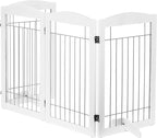 Spirich Free Standing Foldable Wire Pet Gate for Dogs, 80 Inches Extra Wide, 30 Inches Tall 4 Panels Dog Gate for The House, Doorway, Stairs, Pet Puppy Safety Fence, Sliver White