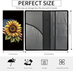 Premium Car Registration and Insurance Card Holder, Cute PU Leather Car Document Holder, Vehicle Glove Box Car Organizer with Magnetic Closure for Driver License, Cards USA Sunflower Flag