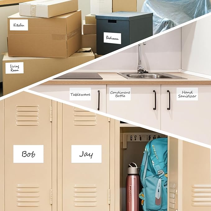 500 Pcs Rectangle Inventory Stickers Vinyl 3 × 5 Inch Moving Labels for Storage Bins Self Adhesive Color Coding Labels Waterproof Removable for Boxes Warehouse Classroom Office, White