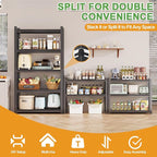 63H Metal Kitchen Storage Shelves, 1600 LBS Heavy Duty Garage Shelving Unit, 5-Tier Adjustable Pantry Shelves, Food and Beverage Storage Rack, Appliance Storage Utility Shelf for Balcony - Black