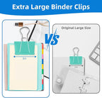 10 Pack Jumbo Binder Clips 3 Inch (75mm), Extra Large Binder Clips in Pink, Blue, Yellow and Green, Assorted Colors for Office, School, and Home Organization