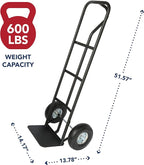Olympia Tools 600 Lb Steel Hand Truck with P Handle and 10" Pneumatic Wheels for Home and Office Use
