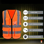 A-SAFETY orange safety vest 7 Pocket Class 2,XL