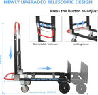 3 in 1 Convertible Hand Truck, Folding Hand Dolly Cart with Retractable Handle, 600LBS Heavy Duty Aluminum Hand Truck Dolly for Luggage, Shopping, Home, Office Moving