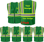 Safety Vest Customize Logo with 5 Pockets & Zipper Reflective High Visibility Vest Class 2 Outdoor Workwear