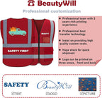 BeautyWill Custom Logo Safety Vest Class2 High Visibility Reflective Vest Breathable Construction Vest