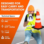 Pyle 18" PVC Traffic Cones, 12-Pack Safety Cones for Parking, Construction, Roadwork, & Sports Training, High-Visibility Orange, Durable, Stackable Design, Heavy-Duty Base for Stability in All Weather