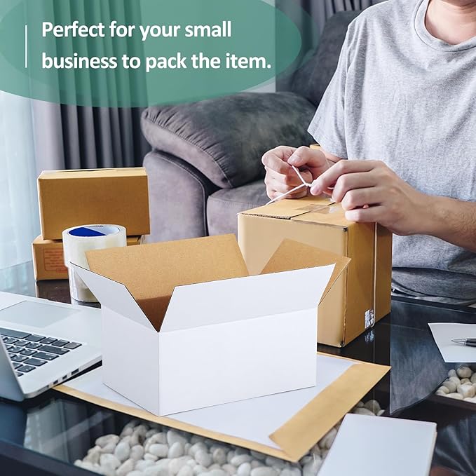 Eupako 30 Pack Small Shipping Boxes Assorted Sizes, White Corrugated Box Mailers, Cardboard Boxes for Packaging Small Business, Mailing, 6x4x4 & 9x6x4 & 10x7x5 10 PCS Each Small Boxes