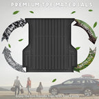 KARPAL Truck Bed Mat for Ford Ranger 2024 2025 2026 (5FT, 59.6" Bed), All Weather TPE Truck Bed Liner Cargo Trunk Accessories for Ranger