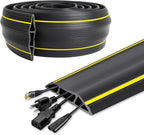 20 Ft Heavy Duty Floor Cord Cover Cable Protector, 3 Channels Protect Cords and Prevent a Trip Hazard— Conceal Wires at Home, Office, Warehouse, Workshop, Concerts