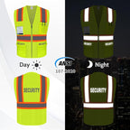 Security Vest for Security Guard, Hi Vis Mesh Vest with Pockets, High Visibility Safety Vest with Reflective Strips, ANSI Compliant, Yellow, M